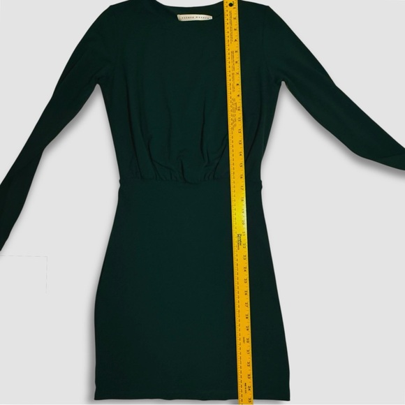 Susana Monaco XS Dark Green Open Back Bodycon Dress Long Sleeve Stretch - Picture 5 of 6